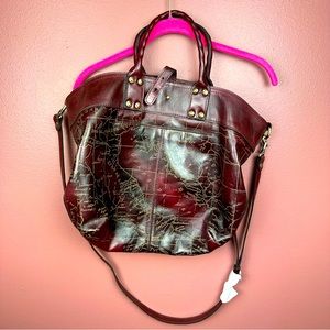 Patricia Nash Leather Crossbody Tote -Emilion in dark purple